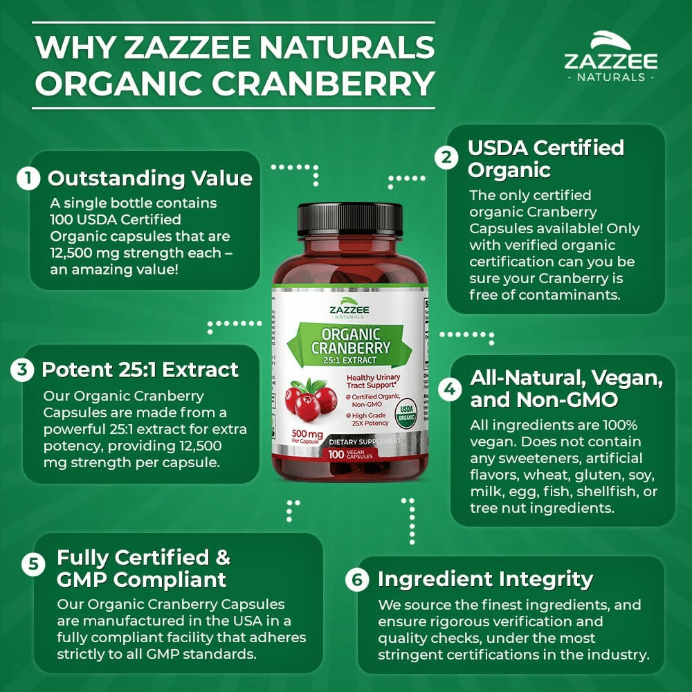 Zazzee Organic Cranberry Capsules